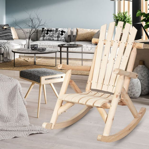 Wooden Rocking Chair with Modern Ergonomic Design in Pine