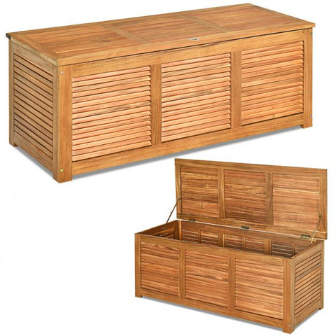 Acacia Wood 180L Deck Box with Robust Hinges & Handy Handle