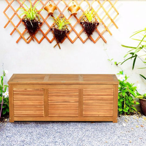 Acacia Wood 180L Deck Box with Robust Hinges & Handy Handle