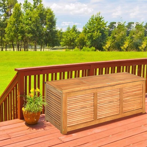 Acacia Wood 180L Deck Box with Robust Hinges & Handy Handle