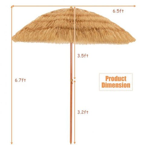 1.8m Thatched Tiki Beach Umbrella with Tilt Feature