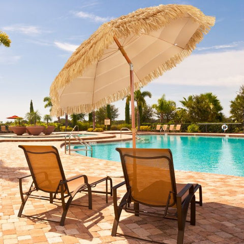 1.8m Thatched Tiki Beach Umbrella with Tilt Feature