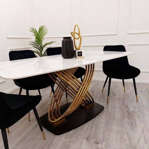 Louis Dining Table with 180 CM Polar White Sintered Stone Top
