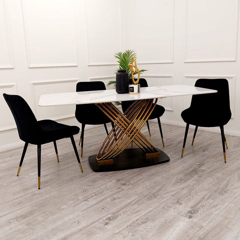 Louis Dining Table with 180 CM Polar White Sintered Stone Top