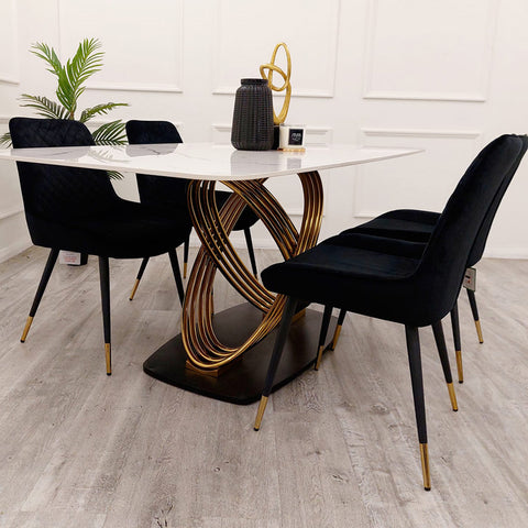 Louis Dining Table with 180 CM Polar White Sintered Stone Top