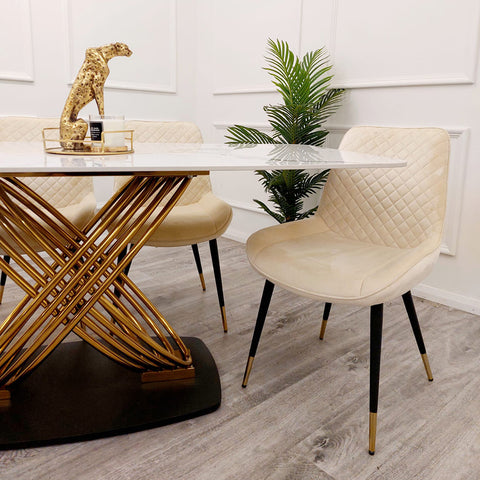 Louis Dining Table with 180 CM Polar White Sintered Stone Top