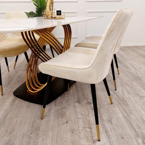 Louis Dining Table with 180 CM Polar White Sintered Stone Top