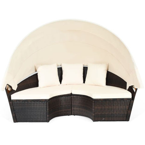 Outdoor Daybed and Coffee Table with Adjustable Height Feature in White