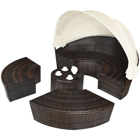 Outdoor Daybed and Coffee Table with Adjustable Height Feature in White