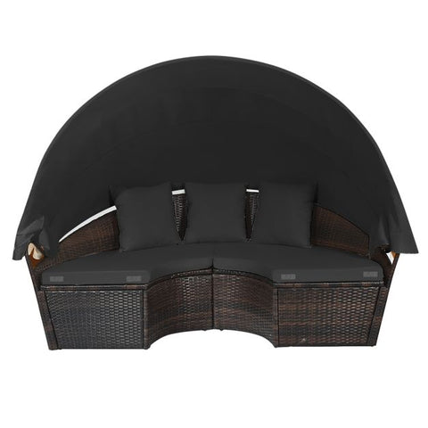 Outdoor Daybed and Coffee Table with Adjustable Height Feature in Black