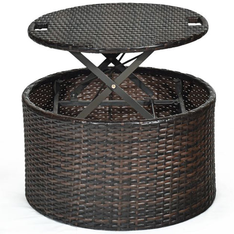 Outdoor Daybed and Coffee Table with Adjustable Height Feature in Black