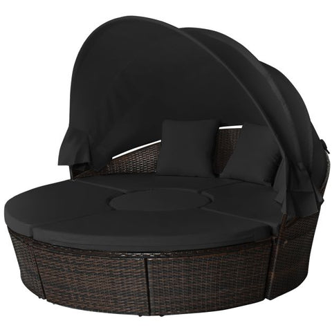 Outdoor Daybed and Coffee Table with Adjustable Height Feature in Black