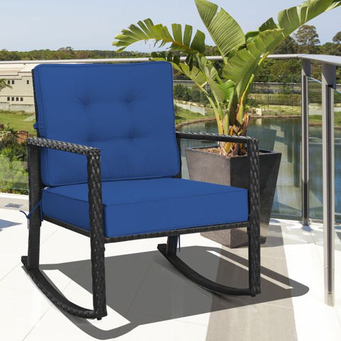 Outdoor Rocking Chair with Steel Frame and Soft Detachable Cushion