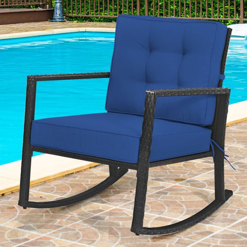 Outdoor Rocking Chair with Steel Frame and Soft Detachable Cushion