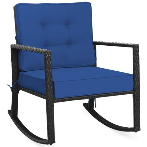 Outdoor Rocking Chair with Steel Frame and Soft Detachable Cushion