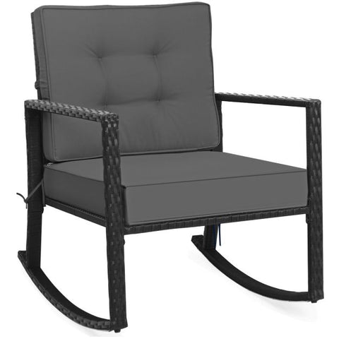 Outdoor Rocking Chair with Steel Frame and Soft Detachable Cushion