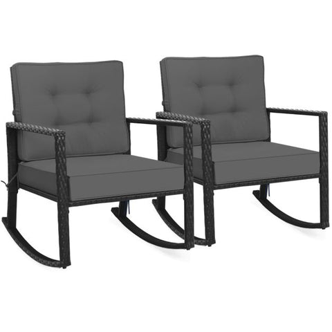 Outdoor Rocking Chair with Steel Frame and Soft Detachable Cushion