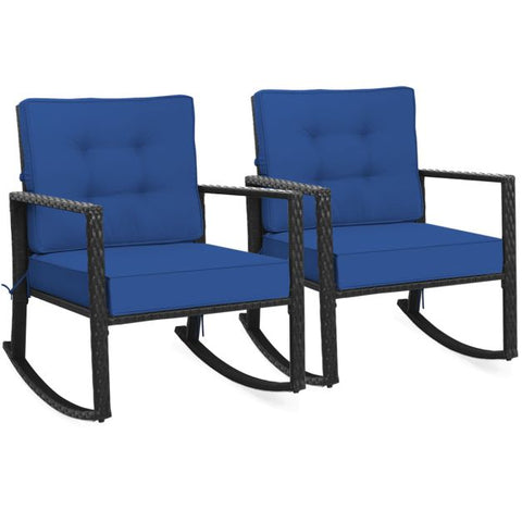 Outdoor Rocking Chair with Steel Frame and Soft Detachable Cushion