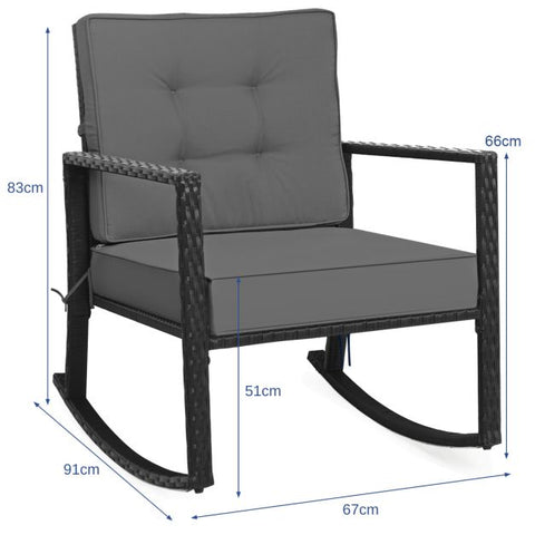 Outdoor Rocking Chair with Steel Frame and Soft Detachable Cushion