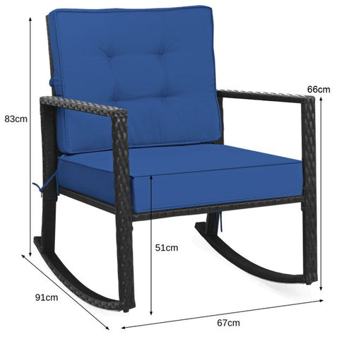 Outdoor Rocking Chair with Steel Frame and Soft Detachable Cushion