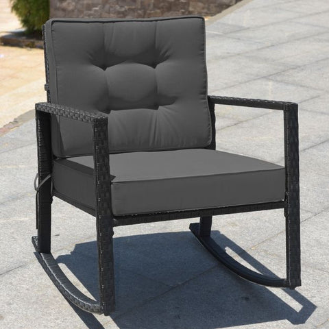 Outdoor Rocking Chair with Steel Frame and Soft Detachable Cushion