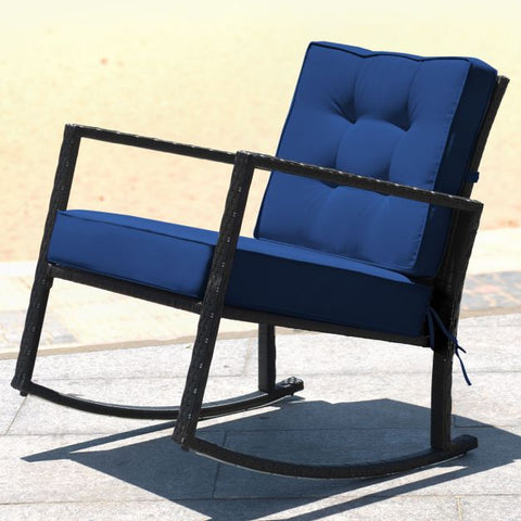 Outdoor Rocking Chair with Steel Frame and Soft Detachable Cushion