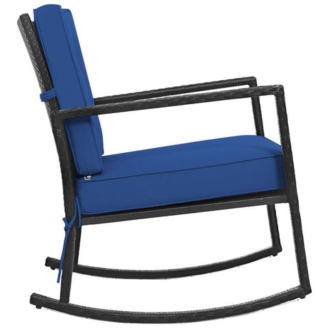 Outdoor Rocking Chair with Steel Frame and Soft Detachable Cushion