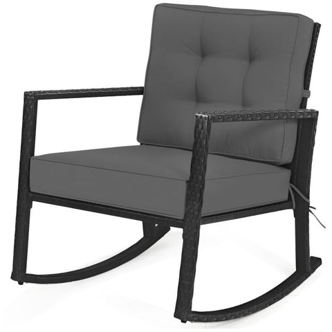 Outdoor Rocking Chair with Steel Frame and Soft Detachable Cushion