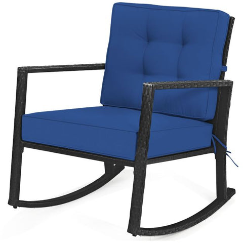 Outdoor Rocking Chair with Steel Frame and Soft Detachable Cushion