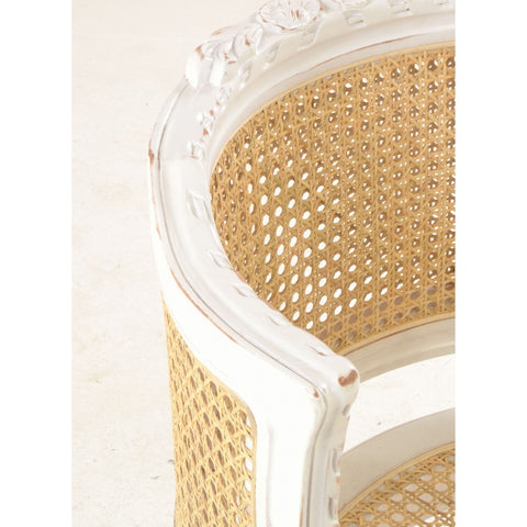Handmade Rattan Chair French Styling Painted Solid Mahogany Wood