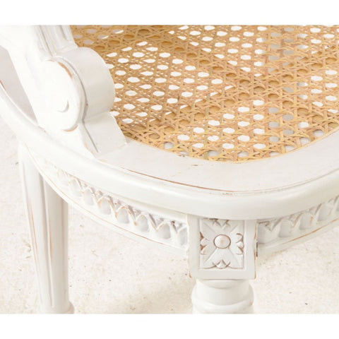 Handmade Rattan Chair French Styling Painted Solid Mahogany Wood