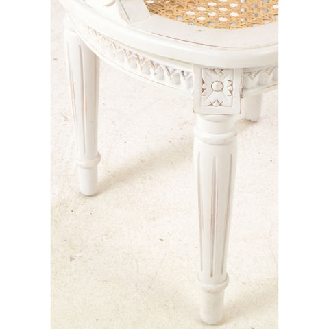 Handmade Rattan Chair French Styling Painted Solid Mahogany Wood