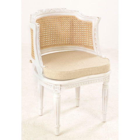 Handmade Rattan Chair French Styling Painted Solid Mahogany Wood