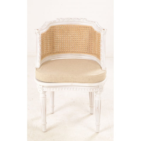 Handmade Rattan Chair French Styling Painted Solid Mahogany Wood