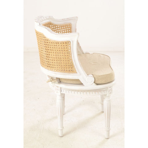 Handmade Rattan Chair French Styling Painted Solid Mahogany Wood