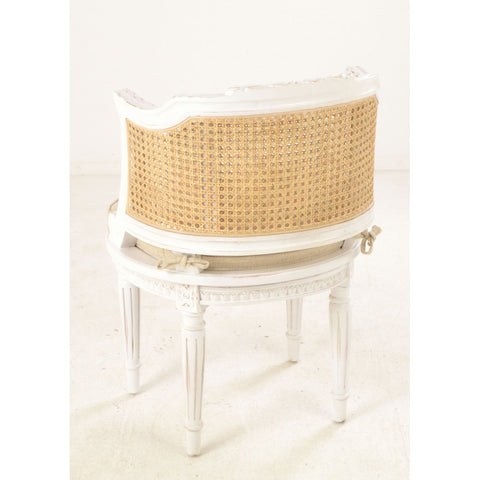 Handmade Rattan Chair French Styling Painted Solid Mahogany Wood