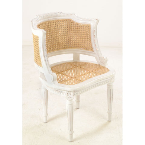 Handmade Rattan Chair French Styling Painted Solid Mahogany Wood