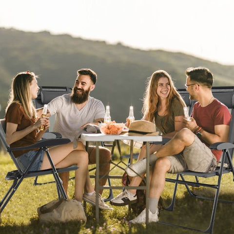 Outdoor Folding Chair Set with 7-Level Recline Function and Wide Armrests