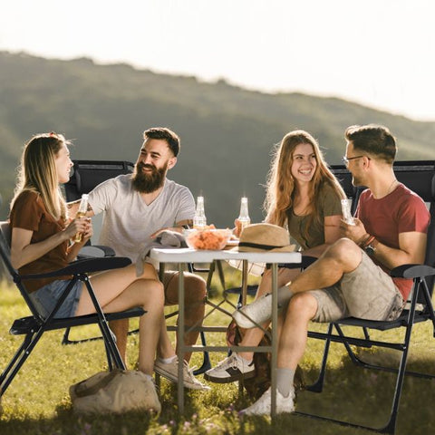 Outdoor Folding Chair Set with 7-Level Recline Function and Wide Armrests