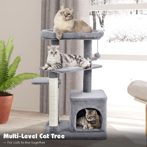 4-Layer Tree with Scratching Posts, Condo, and Dangling Ball