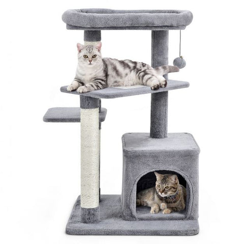 4-Layer Tree with Scratching Posts, Condo, and Dangling Ball