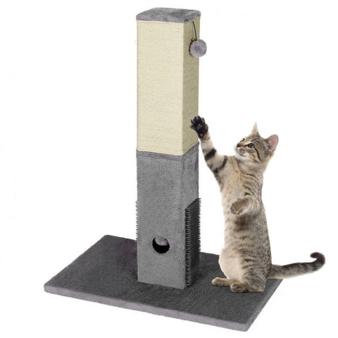Cat Scratching Post with Balls, Massage Brush, and Carpet Base