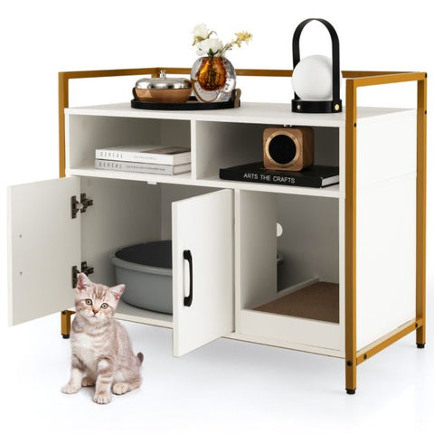 Cat Litter Box Enclosure Wooden Design