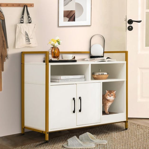 Cat Litter Box Enclosure Wooden Design