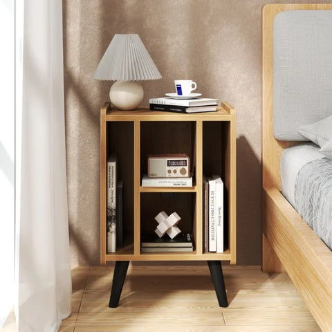 Multi-Purpose and Compact Side Table with Built-in Charging Station and Sturdy Frame