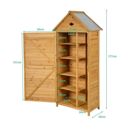 Garden Shed with Sloped Roof and Lockable Double Doors