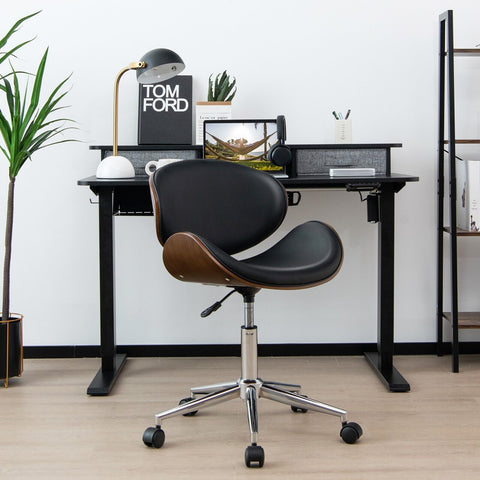 Height Adjustable Office Chair with Ergonomic Backrest and Full Swivel in Black