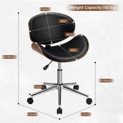Height Adjustable Office Chair with Ergonomic Backrest and Full Swivel in Black