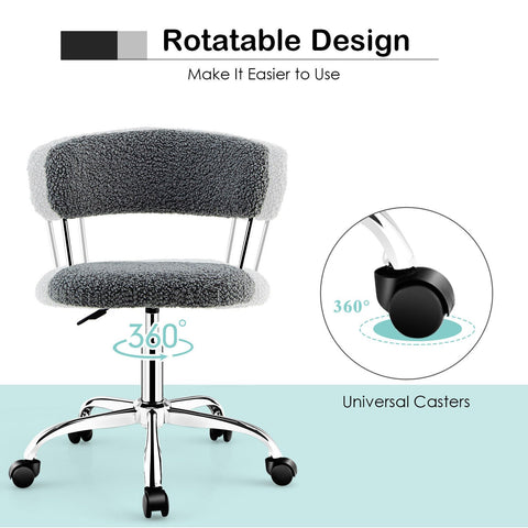 Simple Multi-Function Adjustable Office Chair with Faux Fur and Swivel