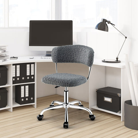 Simple Multi-Function Adjustable Office Chair with Faux Fur and Swivel